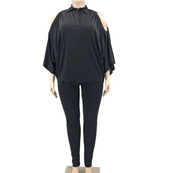 Women Solid Color V-Neck Long-Sleeved Top Casual Two-Piece Sets - Picture 8 of 16